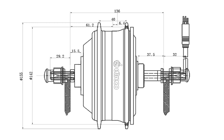 Чертеж мотор-колеса 350w